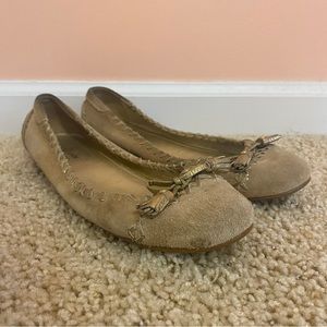 Car Shoe Tan Suede Ballerina Flats - Size 37